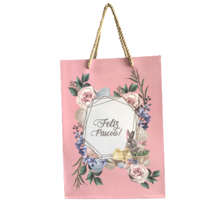 SACOLA PRESENTE PÁSCOA ROSA GRANDE ref.SCP0005